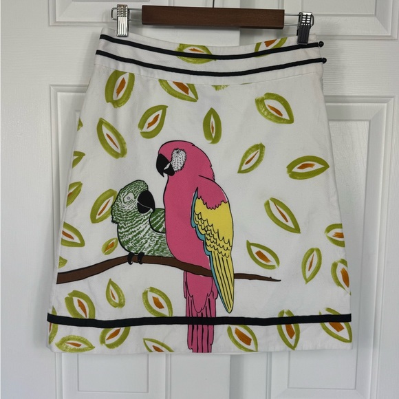 Dresses & Skirts - Anthropologie Edme‎ & Esyllte white cotton parrot pencil skirt SIZE 4